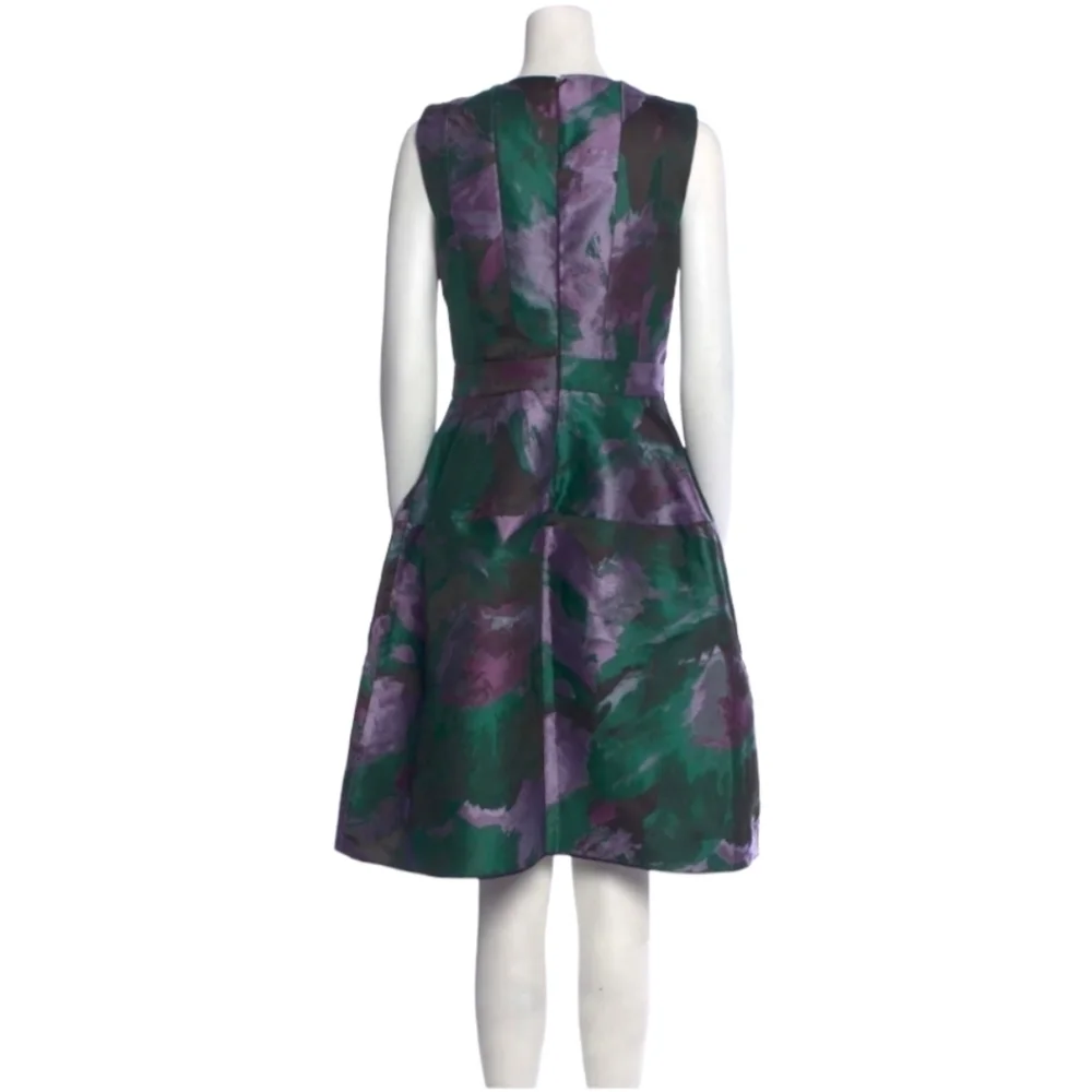 Carolina Herrara Green & Purple Fit & Flare Dress - Picture 3 of 6